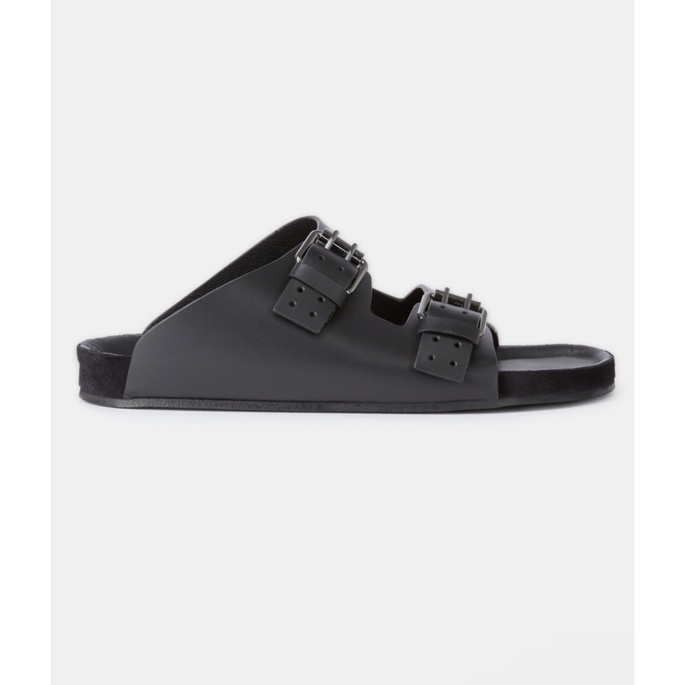 THE KOOPLES Sandals Men's BLACK LEATHER Double Strap Slides FR 41/US 7
